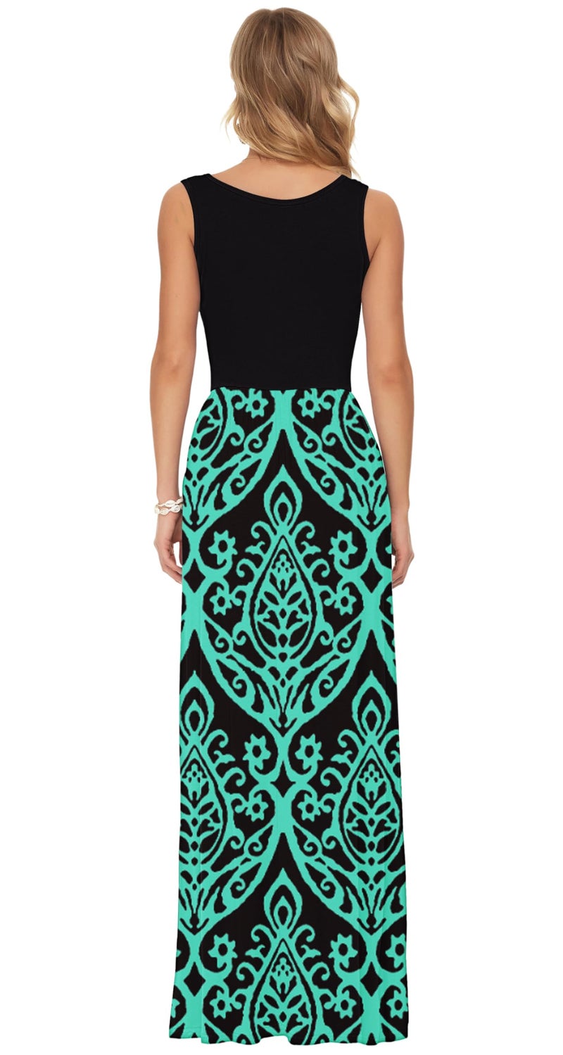 AUSELILY Women's Summer Sleeveless Loose Maxi Dress Casual Long Dresses with Pockets 2026 New Black Green M - Image 4